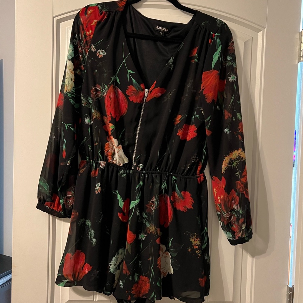 Long sleeve zip romper